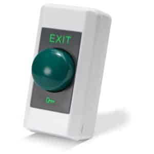 BGDN-I White Narrow Illuminated Exit With Green Dome Button