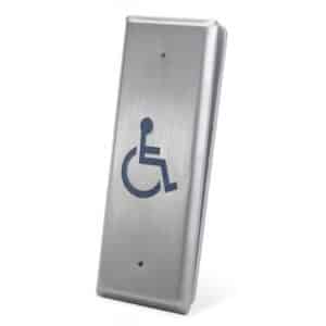 CM25-2 DDA Narrow Door Release Stainless Steel Wheelchair Symbol Push Pad