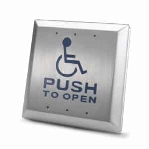 CM45-4 DDA Push To Open Stainless Steel Wheelchair Symbol Push Pad