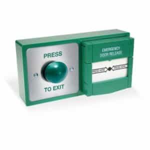 DBB-22-04 Dual Combined Press To Exit Green Dome Button And Emergency Door Release Call Point