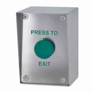 DRB-101-PTE-T Vandal Resistant Stainless Steel Press To Exit With Green Dome Button