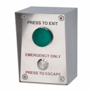 DRB-101-PTE-EM Vandal Resistant Press To Exit Green Button And Emergency Button