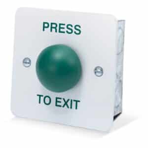 DRB007F-PTE White Stainless Steel Press To Exit With Green Dome Button