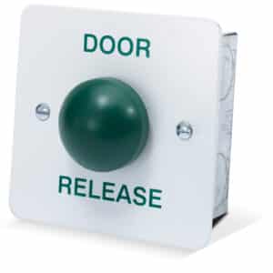 DRB007F-DR White Stainless Steel Door Release With Green Dome Button